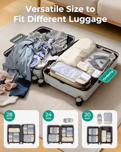 BAGSMART 6 Set /4 Set/2 Set Compression Packing Cubes for Travel, Lightweight Luggage Organizer Bags, Durable Space Saver Bags Travel Essentials - color: Antique White, size: Set of 6