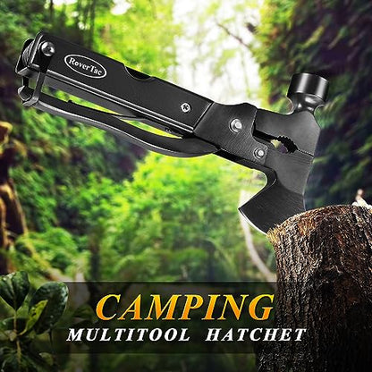 RoverTac 14-in-1 Multitool Camping Axe – Multi Tool with Knife, Hammer, Saw, Screwdrivers, Bottle Opener – Camping Tool with Sheath – Tool Gifts for Men, Dad, Husband, and Outdoor Enthusiasts. - color: Black