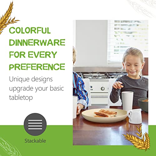 Teivio 32-Piece Kitchen Plastic Wheat Straw Dinnerware Set, Service for 8, Dinner Plates, Dessert Plate, Cereal Bowls, Cups, Unbreakable Colorful Plastic Outdoor Camping Dishes, Gray Stone - color: Gray Stone