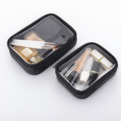 Clear Makeup Bag, 3 Pcs TPU Toiletry Bags, Travel Clear Case for Cosmetics, Transparent Zippered Bag (S, M, L) - color: Black TPU, size: Set - Small, Medium, Large