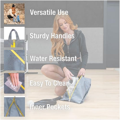 Water Resistant Travel Shoe Bags with Two Inner Pockets - Shoe Carrier Storage Cube Pouch Pack with Zipper & Handle - Portable Shoe Bag for Gym, Traveling, Dance, Track & Field - Grey - style: Grey - 1 Pack