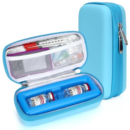 YOUSHARES Insulin Vial Cooler Travel Case - TSA Approved Diabetes Carrying Bag Keep Medicine Cool, Peptide Medication Organizer Small Bottle Protector, Refrigerated Pack with Protective Ice Brick - color: 01 Light Blue