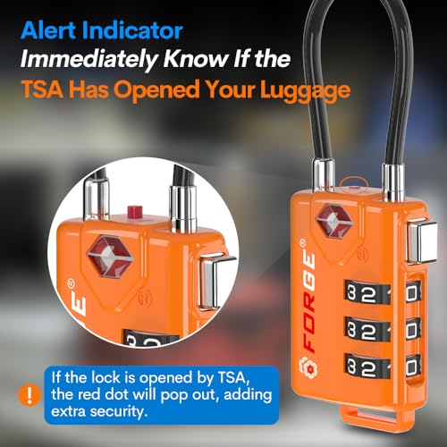 TSA Approved Cable Luggage Locks, Re-settable Combination with Alloy Body, Orange 2 Locks. - color: Orange 2 Pack