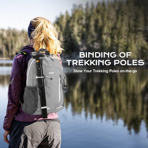 VPBAGE 15L Water-resistant Hiking Daypack, Small Backpack Travel Outdoor, Lightweight Day Pack with Tool Loops - color: A-light Grey