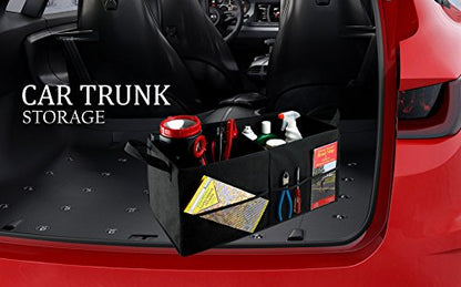 Handy Laundry Fold-Away Car Trunk Organizer – Non-Slip Securing Fasteners – 22 x 10 x 11 Inches – Prevents Shifting and Rolling (Black) (Pack of 2) - size: 22" x 10" x 11" (Pack of 2)