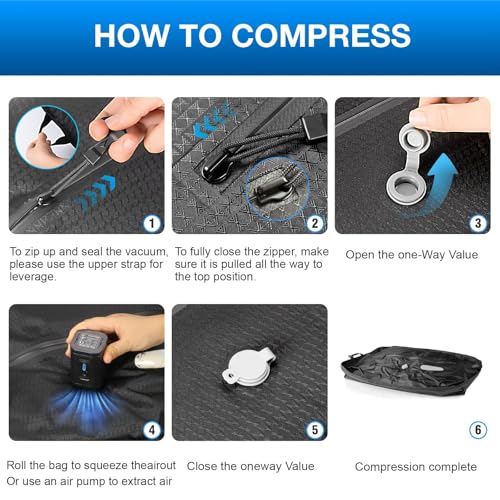 Travel Vacuum Bags with Pump–Electric Wireless Air Pump, Double Layer travel vacuum bags for luggage with IP67 Waterproof (1PC+Pump) - color: Large size 1PC+Pump