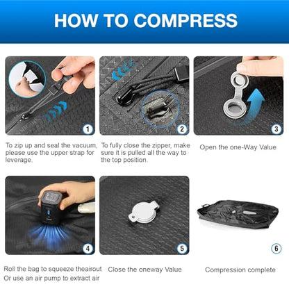 Travel Vacuum Bags with Pump–Electric Wireless Air Pump, Double Layer travel vacuum bags for luggage with IP67 Waterproof (1PC+Pump) - color: Large size 1PC+Pump