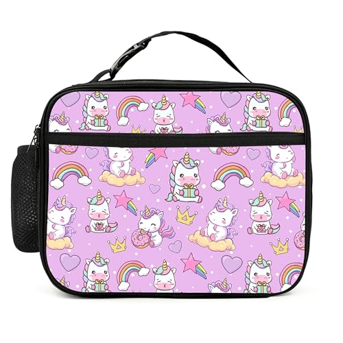 Unicorn Lunch Bag Insulated Reusable Lunch Box Cooler Thermal Tote Bag For Teenage Boys Girls School Beach - color: Unicorn