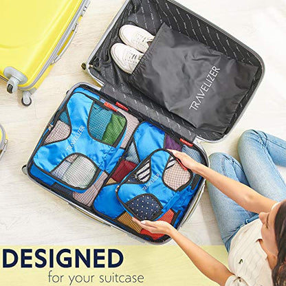 Travel Packing Cubes 5 pcs Luggage Organizer Set for Bag & Suitcase - color: Blue