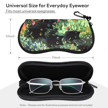 Sunglasses Case with Belt Clip, Ultra Light Neoprene Zipper Soft Padded Glasses Case for Women Men - color: Black Cats