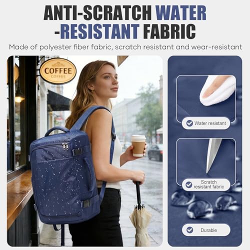 suwasp Travel Backpack for Women Men, Ryanair Backpack 40x30x20CM Airline Approved Personal Item Travel Bag, Carry On Backpack Fits 14 Inch Laptop, 180° Opening, Fits Flight Underseat, Navy Blue - color: Navy Blue