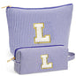 Travel Makeup Bag Organizer - Travel Essentials, Initial Travel Toiletry Bag with Zipper | Small Makeup Bag for Purse Cute Blue Stuff Birthday Gifts for Women Mom Daughter, Blue Letter L - color: Blue, style: L