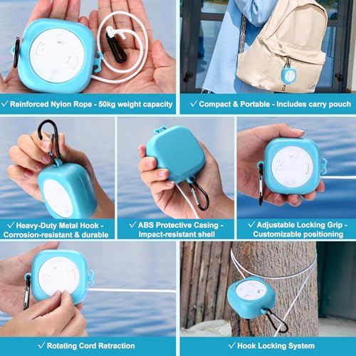 6 Pack Fodable Travel Hangers with Clips & Adjustable Clothesline, Portable Collapsible Hangers with Storage Bag for Suitcase, Hotel, RV, Cruise Essentials Set (Blue) - color: Blue