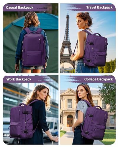 VGCUB Carry on Travel Backpack for Women Men Large Laptop Gym Work Frontier Airlines Personal Item Bag Business Airport Lightweight Backpack Flight Approved Mochilas de Viaje, Dark Purple - color: Dark Purple, style: Large