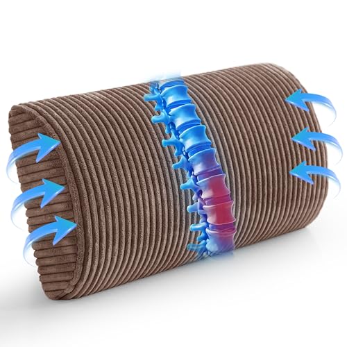 HIGOGOGO Lumbar Support Pillow for Recliner Chair/Accent Chair/Couch, Memory Foam Back Support Cushion for Elderly, Recliner Cushions for Back Rest, Pain Relief, Reading, Washable Cover, Brown - color: Brown, size: 20"x10"x4"