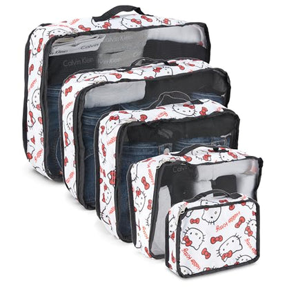 Sanrio's Hello Kitty Packing Cubes - 5 Piece Packing Cube Bags - Travel Essentials - Suitcase Luggage Organizer Set - Hello Kitty and Friends, My Melody, Kerromi, Kerropi, Badtz-Maru (Hello Kitty) - color: White