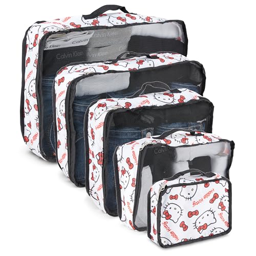 Sanrio's Hello Kitty Packing Cubes - 5 Piece Packing Cube Bags - Travel Essentials - Suitcase Luggage Organizer Set - Hello Kitty and Friends, My Melody, Kerromi, Kerropi, Badtz-Maru (Hello Kitty) - color: White