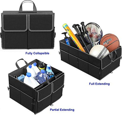 EPAuto Foldable Car Trunk Organizer, 3-Compartment with Removable Divider, Black - color: Black, size: 3-Compartment w/o Lids
