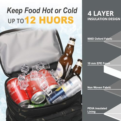 Tactical Backpack Cooler,Soft Lightweight Leakproof Cooler Backpack,Insulated Cooler Bag,Portable Soft Cooler Bag Waterproof for Beach, Travel, Camping, Picnic, Hiking - color: Black Camo