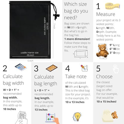 PALTERWEAR Drawstring Bag with Toggle - Nylon Cinch and Ditty Pouch - Six Pack (Black, 5 x 7 Inch, Set of 6) - color: Black, size: 5 x 7 Inch