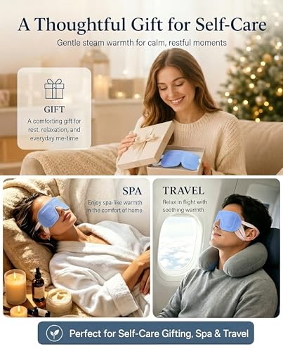 16 Pack Steam Eye Mask for Dry Eyes: Self-Heating Warm Compress for Stye Relief & Digital Eye Strain, FSA&HSA Eligible, Travel & Spa Essential, Disposable, No Microwave, Self-Care Gift, Unscented - color: Blue -16 Packs