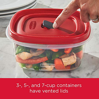Rubbermaid 16-Piece BPA-Free Plastic Food Storage Set, Red Vented Lids - Microwave, Dishwasher Safe: Perfect for Meal Prep, Leftovers, and Kitchen Organization - size: 16-Piece