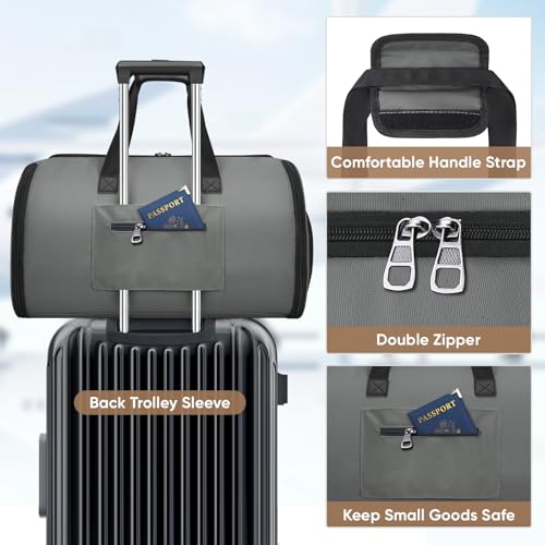 BALEINE Travel Garment Bag, Travel Suit Bag for Men, Water Resistant Carry on Garment Bag for Hanging Clothes, Garment Duffel Bag for Travel Business (Dark Gray-Convertible) - color: Dark Gray-Convertible