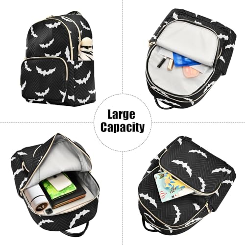 Women Fashion Backpack Purse Casual Lightweight Travel Shoulder Bag Halloween Bat Gothic Rucksack Ladies Bag, Medium - color: Halloween Bat Gothic, size: Medium