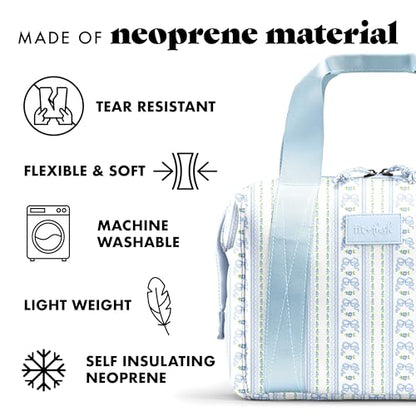 Fit & Fresh Remi Lunch Bag for Women Work – Neoprene Lunch Tote with Containers & Ice Pack, Reusable Meal Prep Lunch Box, Large Capacity, Machine Washable, Blue Wallpaper Bows - color: Blue Wallpaper Bows