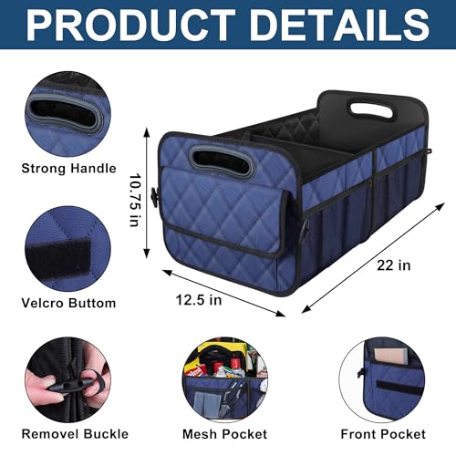 Deosk Car Trunk Organizer for SUV, Car Organizers and Storage with Reinforced Handles, Car Accessories for Women/Men 50L Waterproof Polyester Trunk Organizer(Medium, Dark Blue) - color: Dark Blue, size: Medium