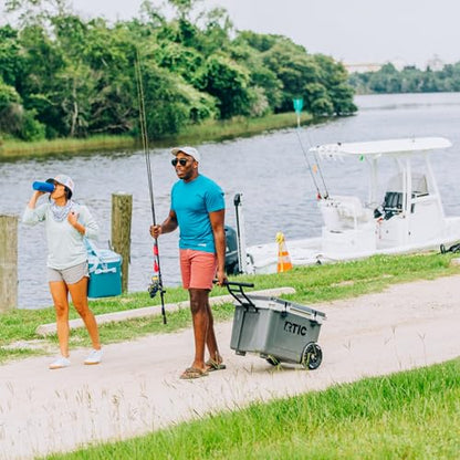 RTIC 52 Quart Ultra-Light Wheeled Hard Cooler Insulated Portable Ice Chest Box for Beach, Drink, Beverage, Camping, Picnic, Fishing, Boat, Barbecue, 30% Lighter Than Rotomolded Coolers - color: Dark Grey & Cool Grey