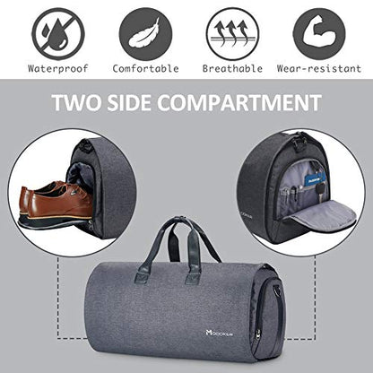Modoker Convertible Garment Bag with Shoulder Strap, Carry on Garment Duffel Bag for Men Women - 2 in 1 Hanging Suitcase Suit Travel Bags, Black - color: Black
