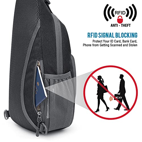 G4Free RFID Sling Bag Crossbody Backpack Small Chest Shoulder Bag Hiking Outdoor - color: Dark Grey