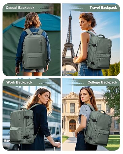 VGCUB Carry on Travel Backpack for Women Men Large Laptop Gym Work Frontier Airlines Personal Item Bag Business Airport Lightweight Backpack Flight Approved Mochilas de Viaje Green - color: Green, style: Large