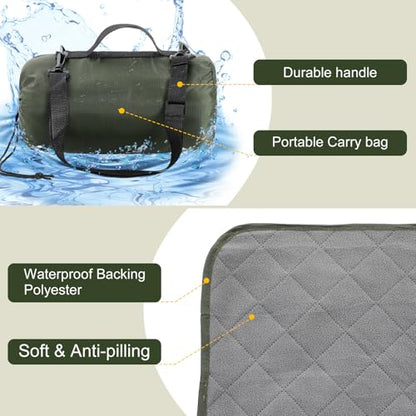 Tranqun 2 Large Outdoor Blanket 78'' x 55'' Quilted Windproof Waterproof Fleece Sandproof Stadium Foldable Warm Blanket for Camping Picnic Sporting Events Cold Weather (Military Green) - color: Military Green