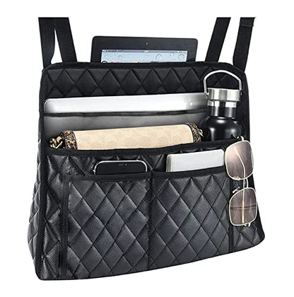 AICEL Car Handbag Purse Holder Between Seats, Auto Seat Leather Organizer Pocket, Front Seat Bag Box Storage for Cell Phone Document, Backseat Barrier for Kids Pet, Fits for Most Vehicles
