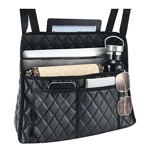 AICEL Car Handbag Purse Holder Between Seats, Auto Seat Leather Organizer Pocket, Front Seat Bag Box Storage for Cell Phone Document, Backseat Barrier for Kids Pet, Fits for Most Vehicles
