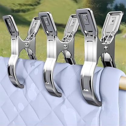 Coideal Metal Pool Cover Clips - 10 Pcs Large Beach Towel Chair Clips 5.5 Inch Stainless Steel Clothes Pins Quilt Clamps Windproof for Sunbed Lounge Cruise (14cm) - size: 14 cm