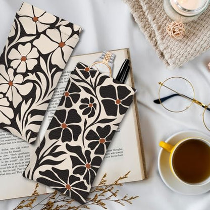 Eyeglass Cases 4 Pack,Boho Floral Pattern Sunglasses Case,PU Leather Soft Eye Glass Pouch for Women Men Student - color: Brown-floral