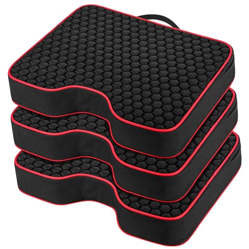 Stadium Seat Cushions - Portable Bleacher Cushions with 2.5" Extra Thick High-Density Foam and Massage Dots, Outdoor Fashion Seat Cushions for Sports Events, Travel, Camping, Chairs - color: 3pack-black