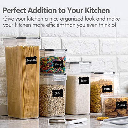 CHEFSTORY Airtight Food Storage Containers with Lids, 8 PCS Plastic Storage Canisters for Kitchen & Pantry Organization,Dry Food Canisters for Flour, Sugar and Cereal