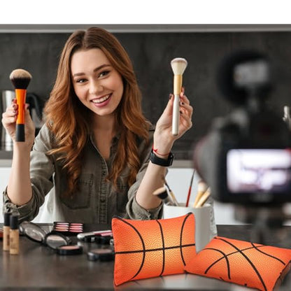 Eccliy 20 Pcs Basketball Makeup Bags Bulk Sport Team Gifts Basketball Cosmetic Bag Accessories for Women Toiletry Zipper Pouch Travel Canvas Gifts Stuff for Party Team Players Lover - size: 8 x 5 Inch, style: Basketball