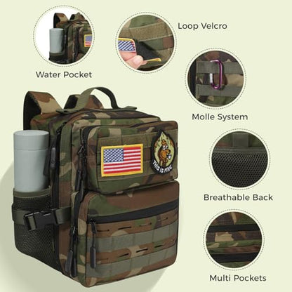 9L Mini Tactical Backpack for Men Women,Small Military Tactical Backpack for Sport,Gym,Hiking,Travel,Camping (Jungle Camo) - color: Jungle Camo