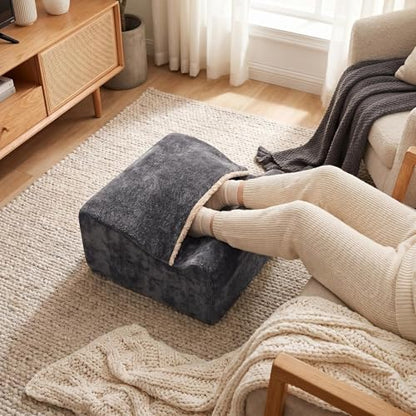 Foot Rest for Under Desk at Work, Office Footrest with Warm Feet Pocket,Ergonomic Under Desk Footrest with Washable Cover, Stool for Office Chair & Back &Pain Relief (Dark Gray+) - color: Dark Gray+