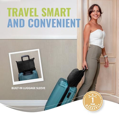 BOACAY Soft & Warm Travel Blanket for Airplane & Car - Long Flight Essential for Women, Men, Kids - Compact Pillow with Luggage Sleeve & Backpack Clip - color: Black