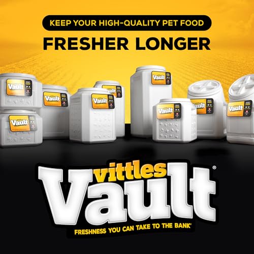 Vittles Vault Traditional Pet Food Storage Container For Dog Kibbles/Bird Seed/Oatmeal/Rice/Flour/Cereal, BPA Free Plastic, Sealed Airtight For Cat Food, Up To 80 lb, Made in USA, With Scoop, Gray - size: 80 Pounds