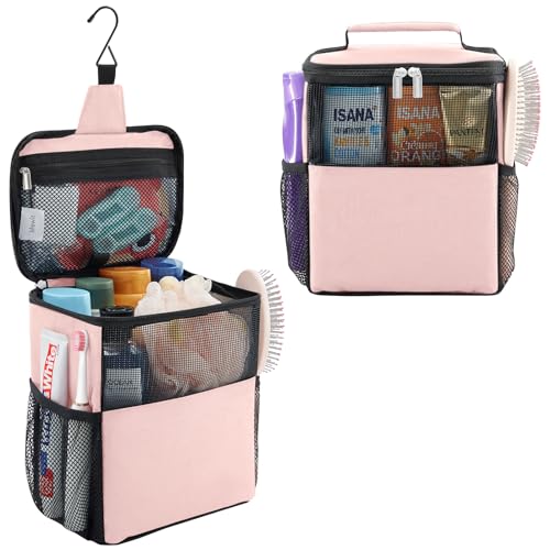 Lifewit Mesh Shower Caddy Bag Portable for College Dorm Room Essentials, Hanging Organizer Basket, Quick Dry Tote Bag for Camping, Bathroom, Beach, Travel, Medium, Pink - color: Pink, size: M(8.3"L x 5.9"W x 9.8"H)