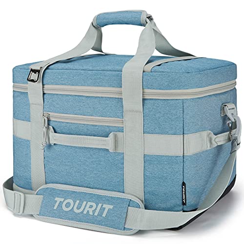 TOURIT Soft Sided Cooler Bag Insulated 30/48/60 Cans, Large Collapsible & Leakproof Ice Chest for Picnic, Beach, Camping, Travel, Sports Fan Coolers - color: Light Blue, size: 48Can 32L