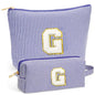 Travel Makeup Bag Organizer - Travel Essentials Toiletry Bag for Women, Initial Travel Toiletry Bag with Zipper | Preppy Stuff Birthday Gifts for Women Mom Daughter, Blue Letter G - color: Blue, style: G