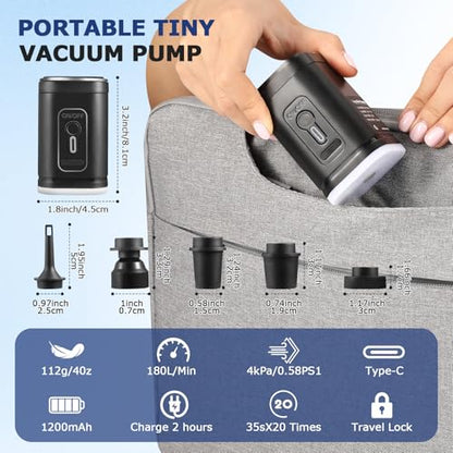 TPU Vacuum Bag for Travel, 70D Nylon Reusable Compression Bag with IP67 Waterproof Zipper, Compression Packing Cubes for Clothing(Gray-2 PCS + PUMP) - color: Gray-2 Pcs + PUMP